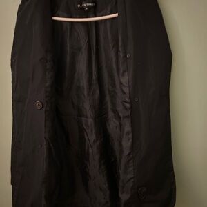 Ellen Tracy Black Trench Coat with Textured Fabric